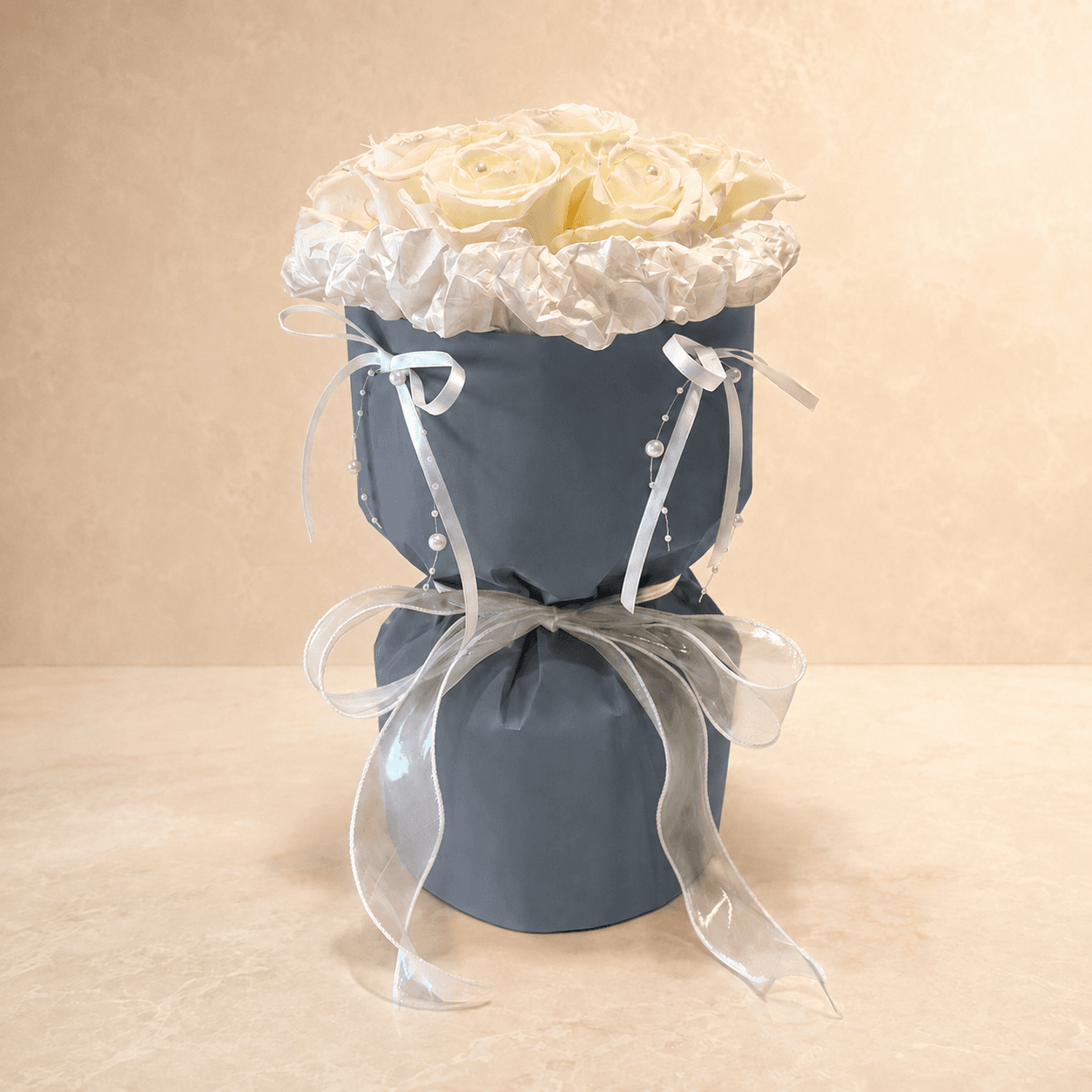 Product Blue Ivory Rose Bouquet