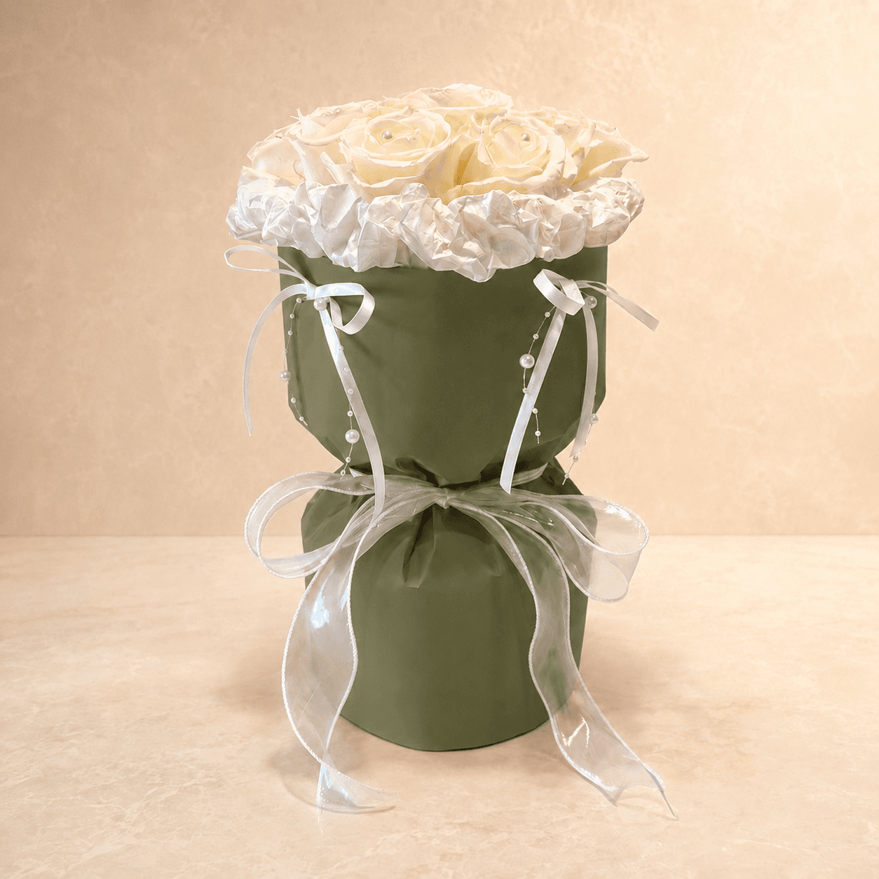Product Emerald Ivory Rose Bouquet